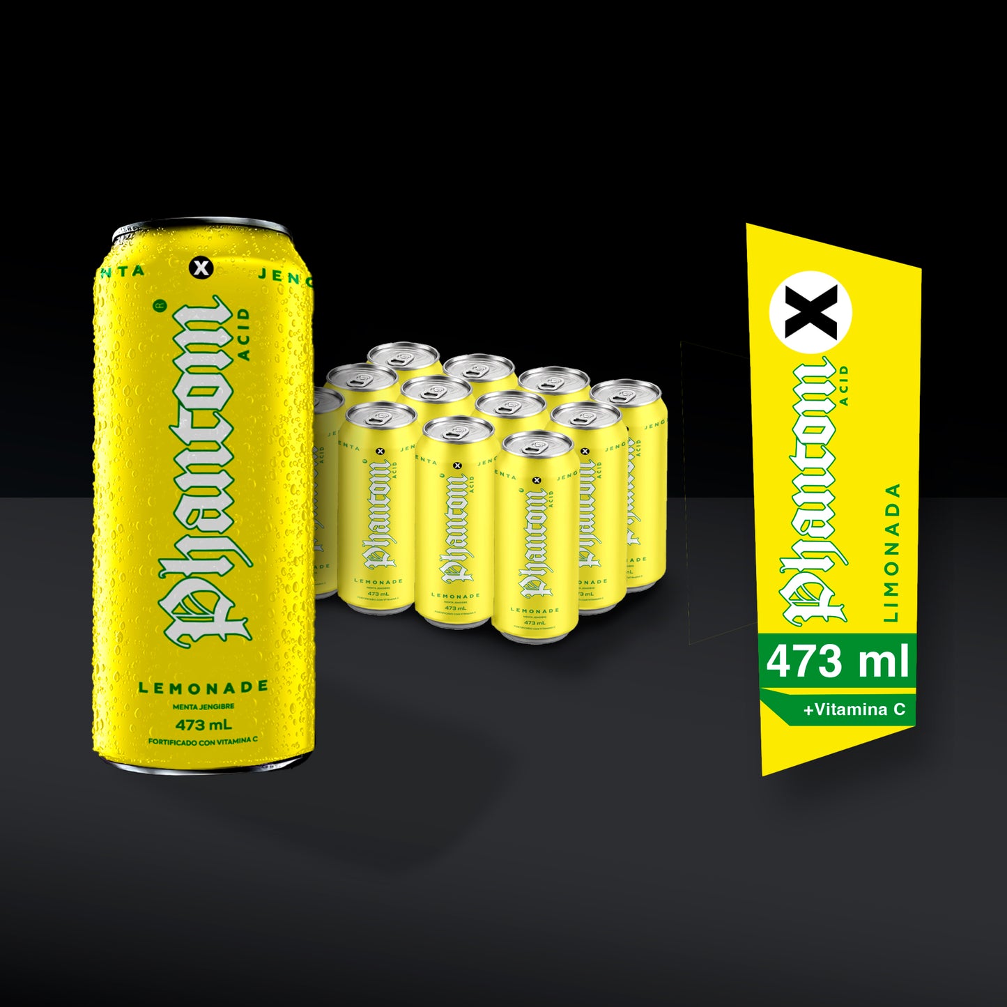 12x  Phantom Lemonade- Bebida Limonada Menta Jengibre 473cc