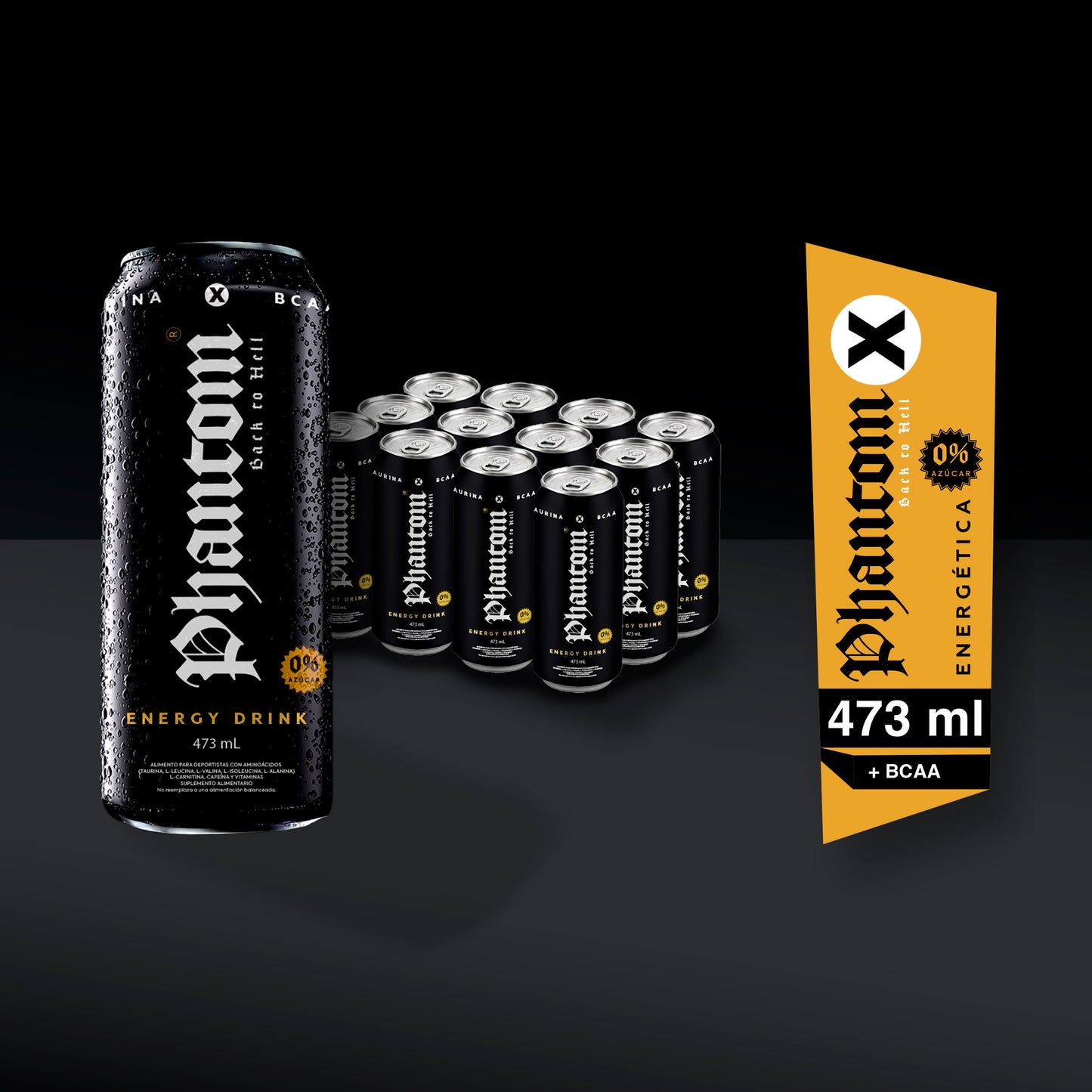 12x  Phantom Back to Hell - Energy Drink con BCAA 473 cc