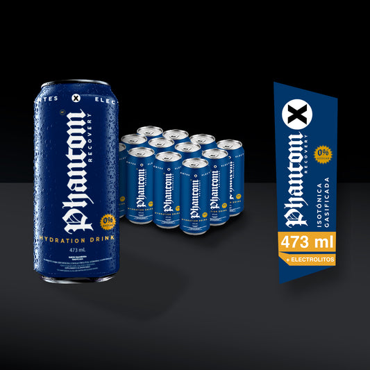12x  Phantom Recovery - Bebida Isotónica Gasificada Recovery Drink 473cc